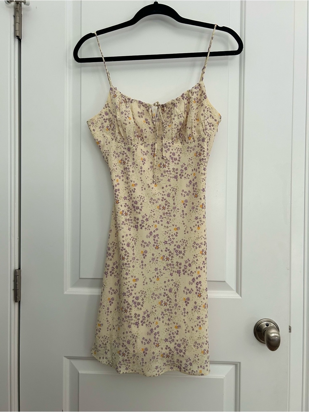 Cotton Candy Purple Floral Butter Yellow Mini Dress